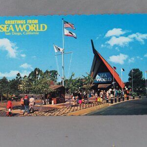 Vintage Postcard - Sea World California Main Entrance - Continental Card